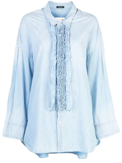 Shop R13 Frill Detail Oversized Shirt In Blue
