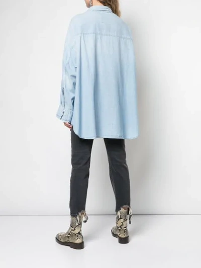 Shop R13 Frill Detail Oversized Shirt In Blue