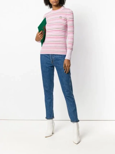 Shop Kenzo Tiger Crest Striped Sweater In Pink
