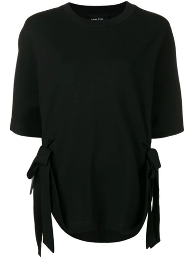 Shop Simone Rocha Tie Front T-shirt - Black