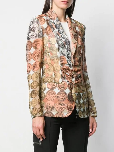 Shop Roberto Cavalli Coin Print Blazer In Neutrals