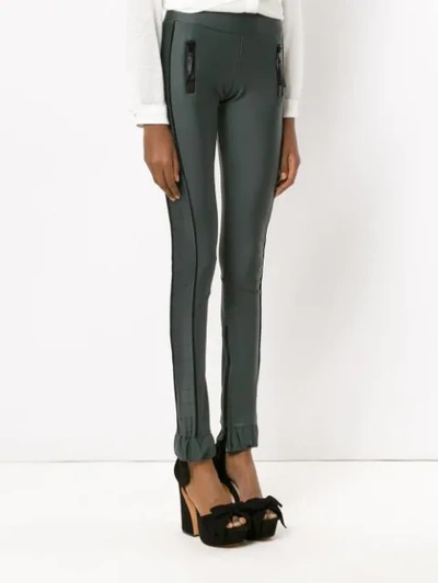 Shop Andrea Bogosian Panelled Skinny Trousers In Green