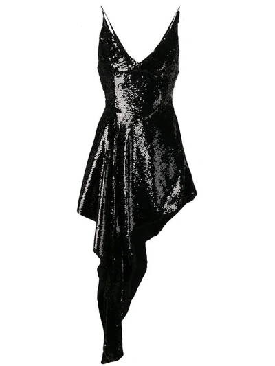 Shop 16arlington Sequined Asymmetric Dress In Black