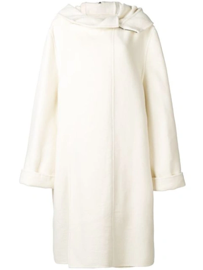 Shop Rick Owens Oversized Hooded Coat - White