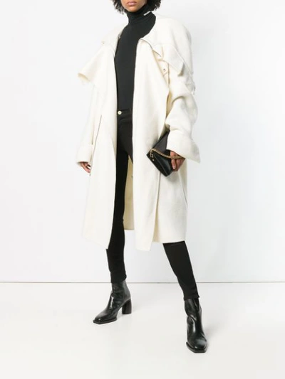 Shop Rick Owens Oversized Hooded Coat - White