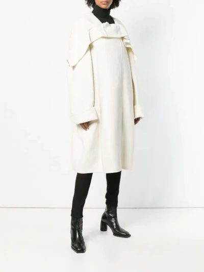 Shop Rick Owens Oversized Hooded Coat - White