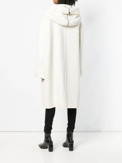 Shop Rick Owens Oversized Hooded Coat - White