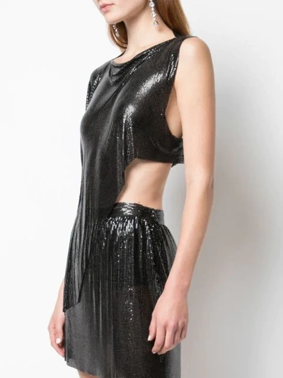 Shop Fannie Schiavoni Asymmetric Chainmail Top In Black