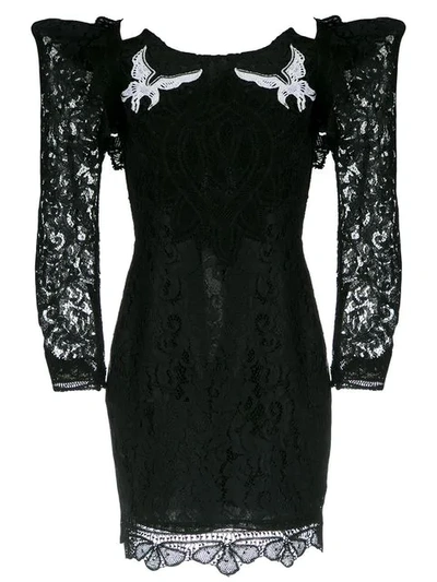 Shop Martha Medeiros Short Lace Dress In Black