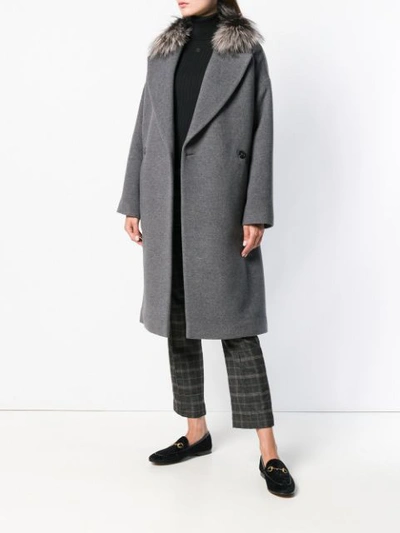 Shop Peserico Belted Coat - Grey