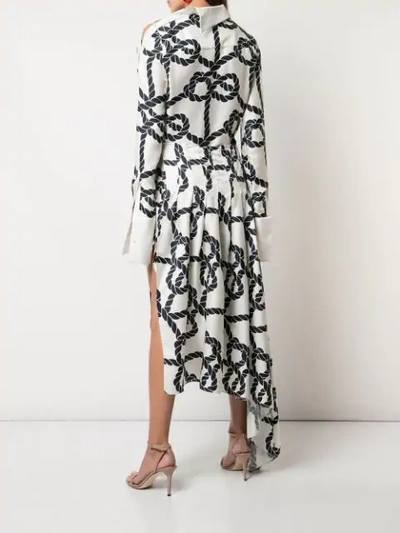 Shop Monse Rope Print Pleated Skirt-shirt Dress In White