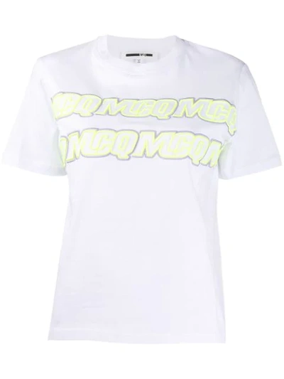 Shop Mcq By Alexander Mcqueen Embroidered Logo T-shirt In White