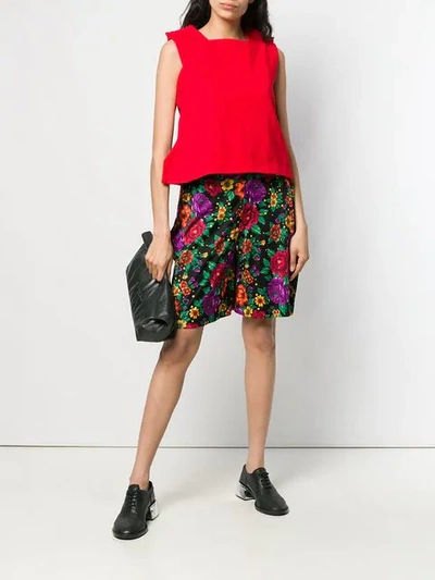 Pre-owned Comme Des Garçons Floral Print Flat Shorts In Black