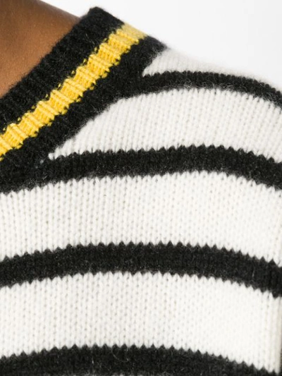 Shop Ermanno Scervino Striped Dropped Shoulder Sweater In White