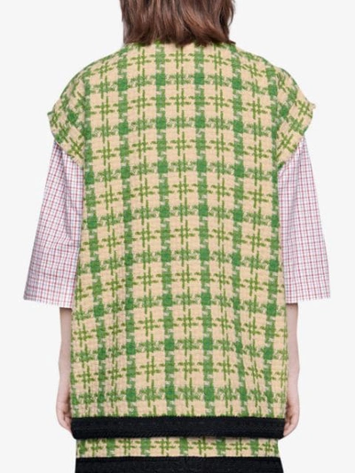 Shop Gucci Houndstooth Gilet In Green