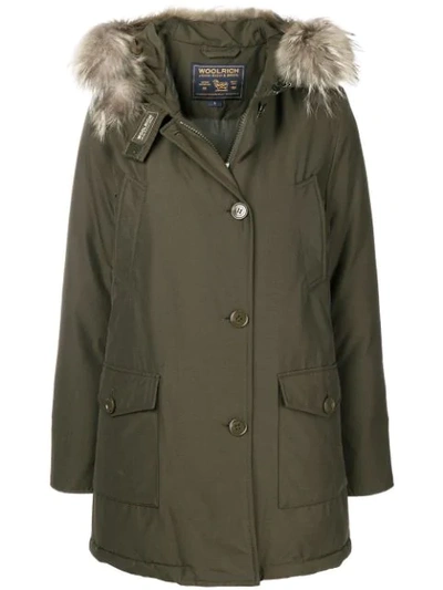 Shop Woolrich Fur Trimmed Hood Parka - Green