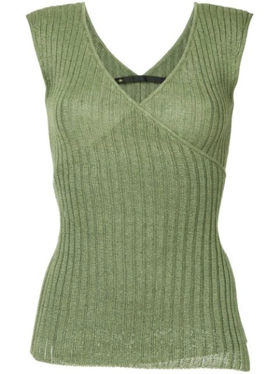 Muller Of Yoshiokubo Trail Ribbon Knit Top In Green | ModeSens