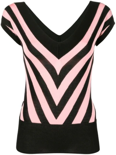 Shop Temperley London Chevron Knitted Top In Pink