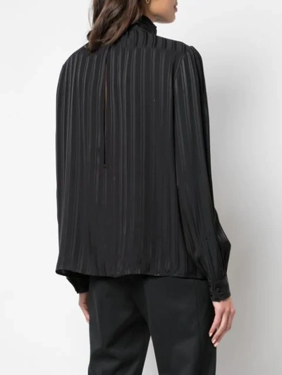 Shop Saint Laurent Striped Lavallière Blouse In Black