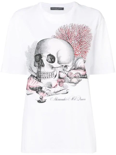 Shop Alexander Mcqueen Coral Skull T In White