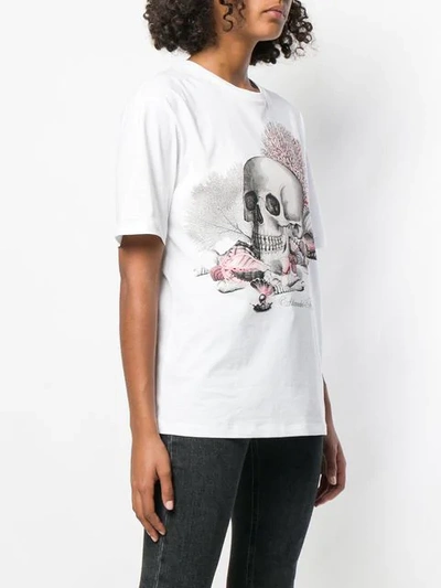 Shop Alexander Mcqueen Coral Skull T In White