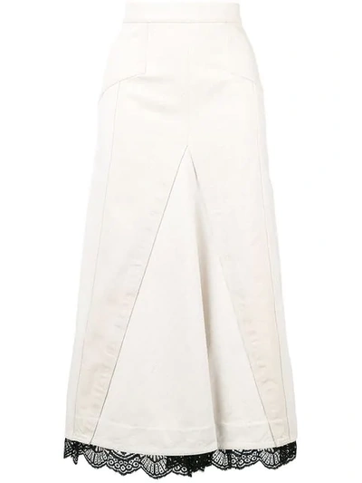 ALEXANDER MCQUEEN HIGH-WAIST DENIM SKIRT - 大地色