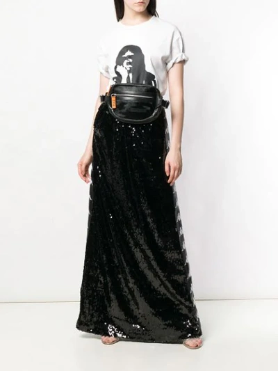 Shop Faith Connexion Sequined Logo Maxi Skirt In Black