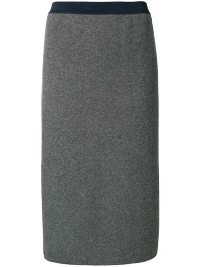 Shop Thom Browne Vertical Stripe Wool Pencil Skirt In Grey