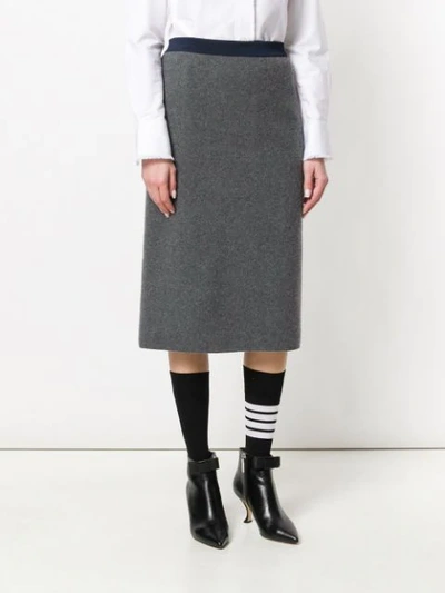 Shop Thom Browne Vertical Stripe Wool Pencil Skirt In Grey