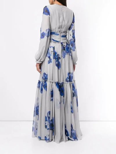 COSTARELLOS FLORAL MAXI DRESS - 灰色