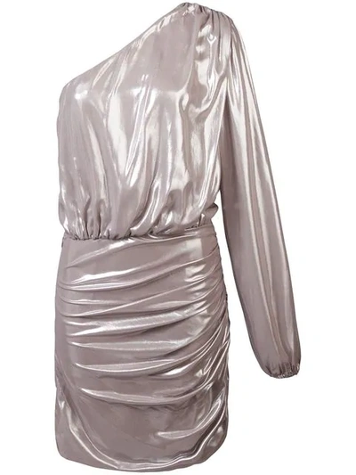 Shop Michelle Mason One Sleeve Mini Dress In Metallic