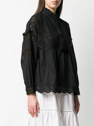 Shop Twinset Lace Crochet Blouse In Black
