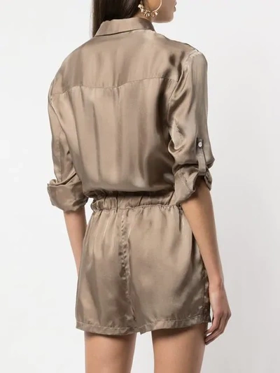 Shop Cinq À Sept Button Front Playsuit In Brown