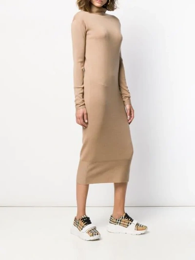 Shop Agnona Fitted Sweater Dress In Brown
