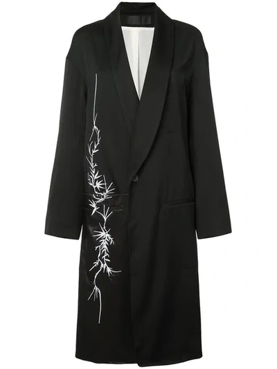 Shop Haider Ackermann Floral Motif Coat In 099 Black