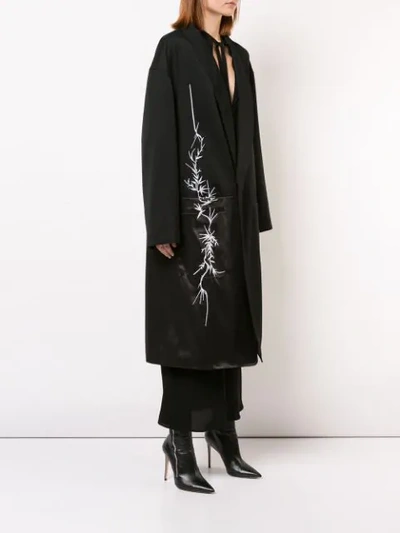 Shop Haider Ackermann Floral Motif Coat In 099 Black