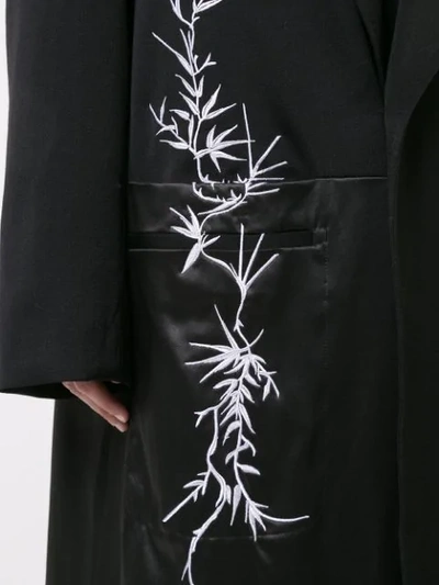 Shop Haider Ackermann Floral Motif Coat In 099 Black