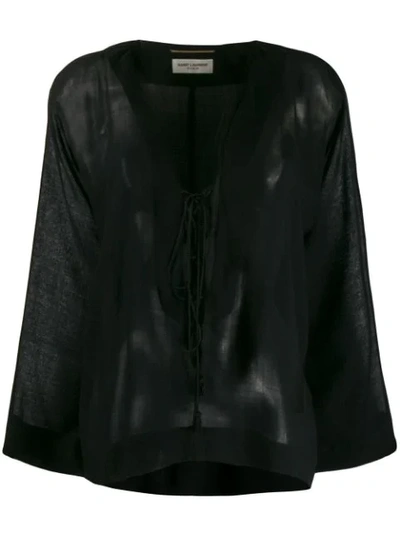 Shop Saint Laurent Long-sleeve Flared Top In Black
