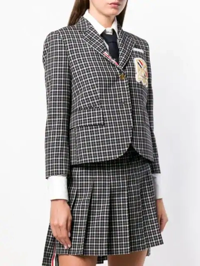 Shop Thom Browne Blazer Mit Karomuster In 415 Navy