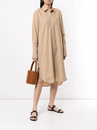 Shop Lee Mathews Carter Shirt Dress In Brown