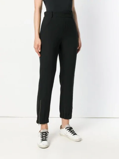 Shop P.a.r.o.s.h Cropped Elasticated Cuff Trousers In Black
