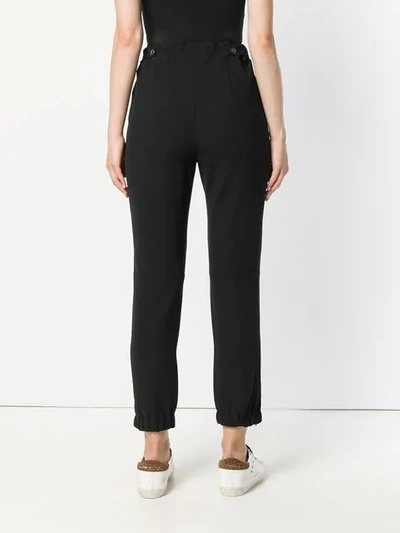 Shop P.a.r.o.s.h Cropped Elasticated Cuff Trousers In Black