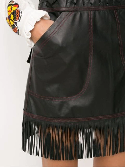 ANDREA BOGOSIAN FRINGED LEATHER SALOPETTE - 黑色