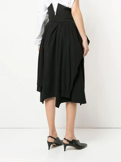Shop Aganovich Gathered And Draped Skirt In Black