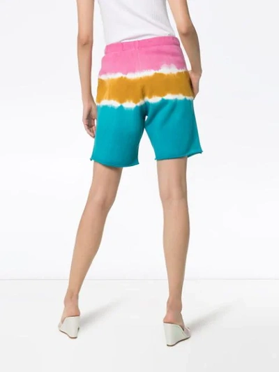 Shop The Elder Statesman Dip Dye Sweat Shorts In Pink/sun Yellow/teal