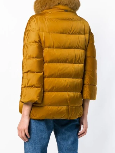Shop Herno Fur Puffer Jacket - Orange