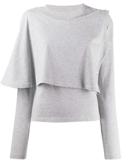 Shop Mm6 Maison Margiela Long Sleeved Knitted Top In Grey
