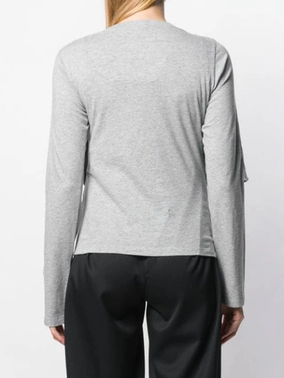 Shop Mm6 Maison Margiela Long Sleeved Knitted Top In Grey