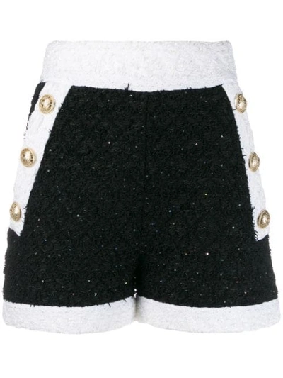 Shop Balmain Button Detailed Shorts In Black