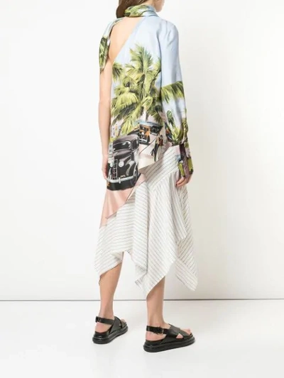 Shop Monse Scenic Print One Shoulder Top In Green